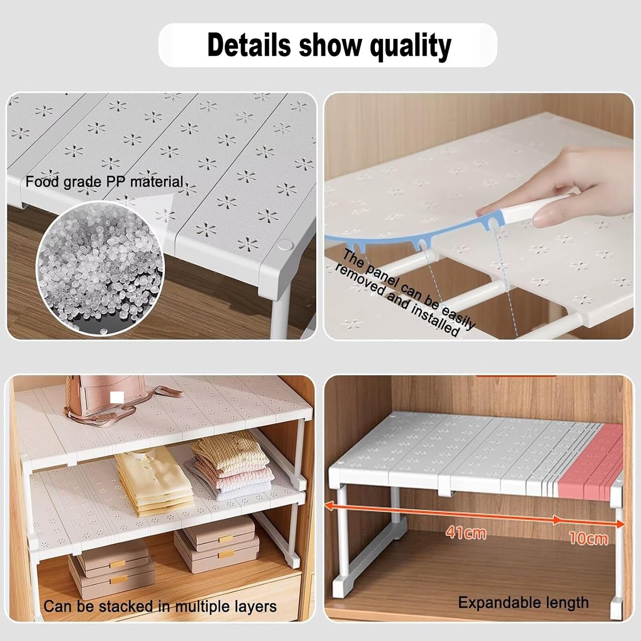 Scaffale Telescopico Estensibile per Armadio Divisori per Scaffali Telescopico Armadi, Mensola Estensibile per Armadio, Separatori Organizer Plastica(L:87-108cm,W:42cm-H:32cm)