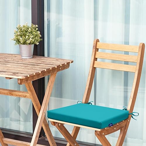 Miniatura 7 de Juego de 4 cojines para sillas de interiorexterior, resistentes al agua, cojines cuadrados para exteriores para muebles de patio, cojines para