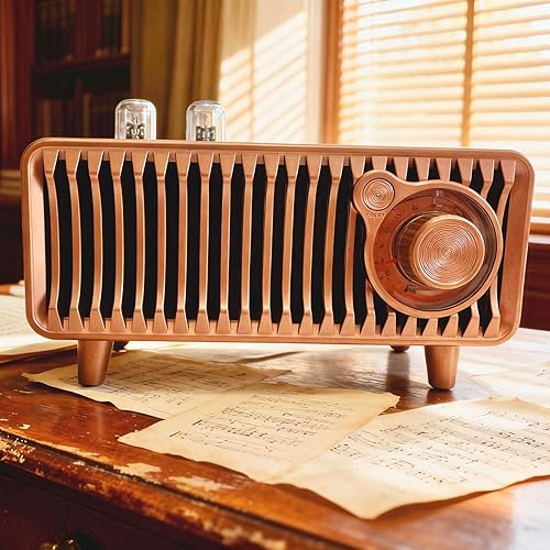 Miniatura 3 de Altavoz Bluetooth de radio FM recargable portátil retro con doble altavoz estéreo, reproductor AUXUSBTFMP3, conexión TWS compatible, ideal para uso