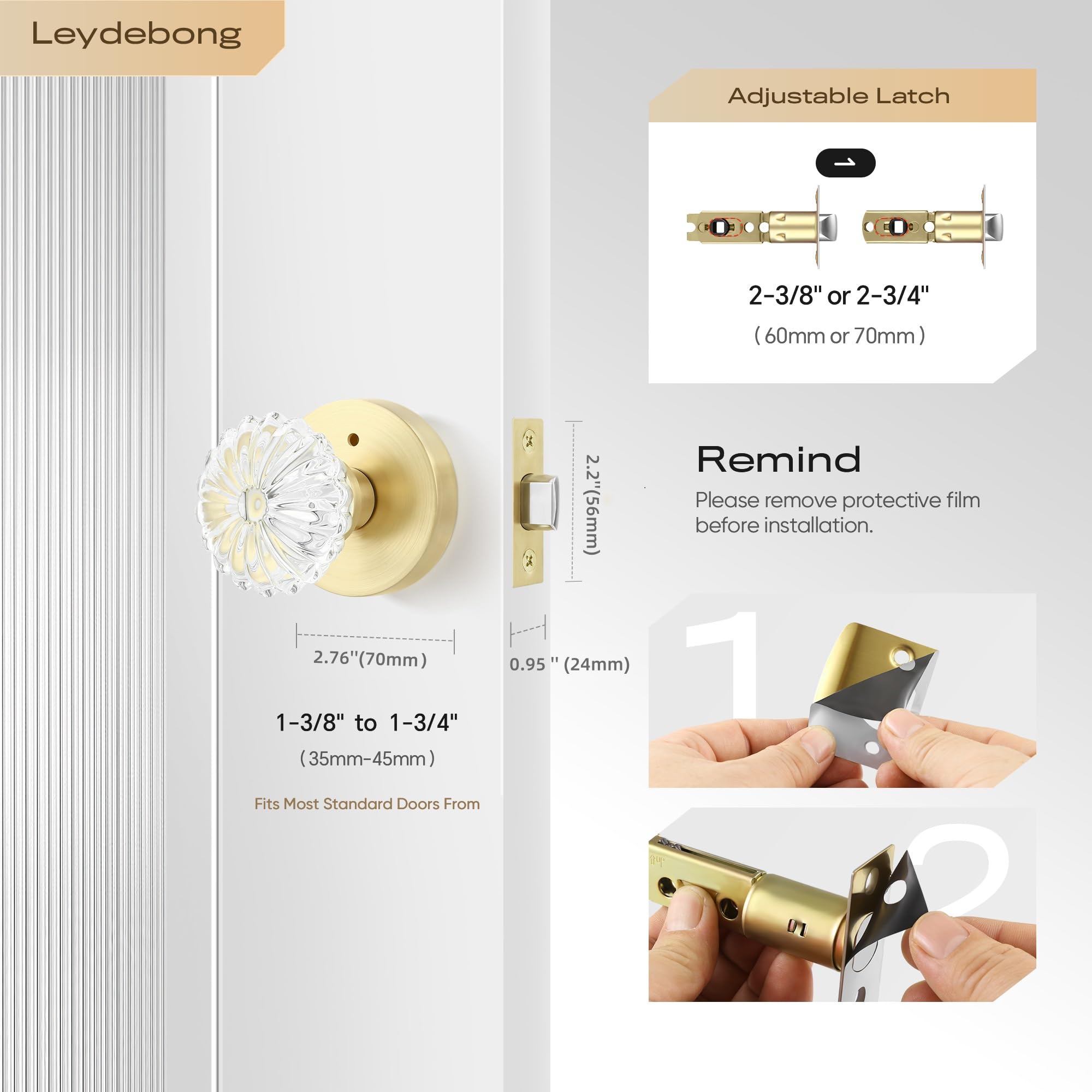 Crystal Glass Door Knobs with Lock - Privacy & Security -6