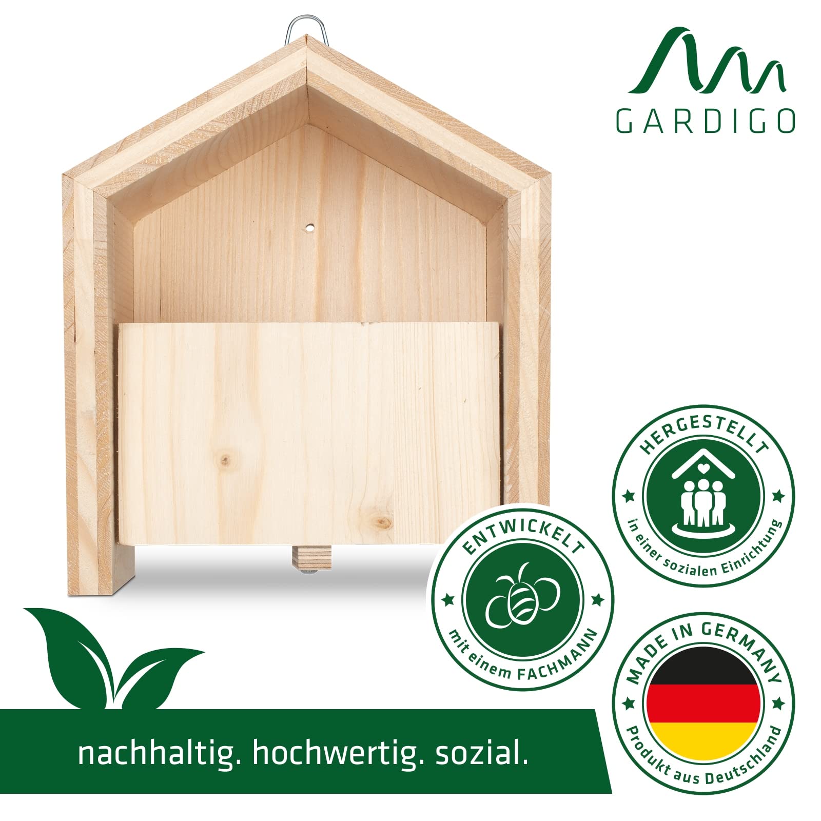 Gardigo Tierhaus System: Nistkasten Halbhöhle für Rotkehlchen | Wechselblenden Insektenhotel, Vogelfutterhaus für Vögel, Deko für Haus und Garten | Made in Germany