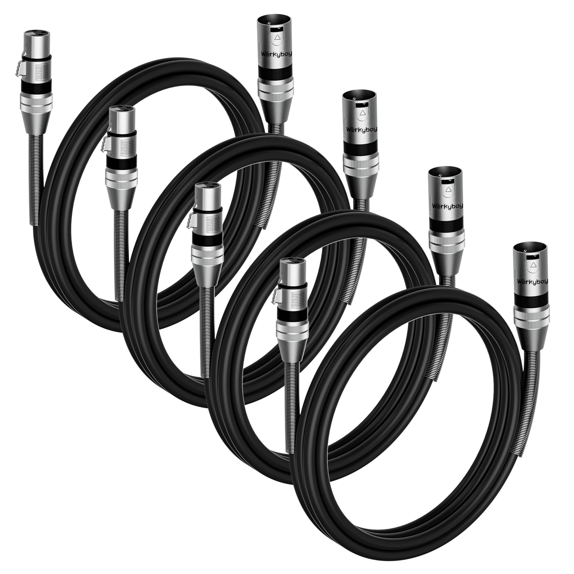 Cavo per Microfono Bilanciato 0.5m(4 pezzo), Cavo di 3-Pin XLR Maschio a Femmina, Struttura a molle SR 50cm Cavi Audio per Microfoni, Podcast, Palchi, Altoparlanti, Mixer, Amplificatori ecc.