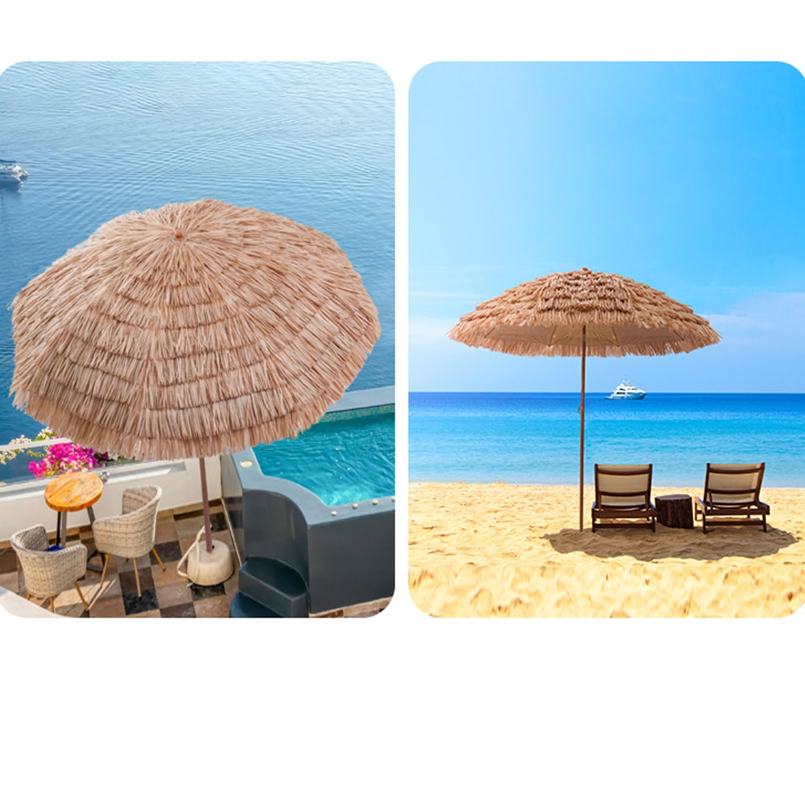 Materiał PP imitacja słomy parasol, parasol plażowy na dziedzińcu pokryty strzechą, balkon na zewnątrz basen ogrodowy Camping parasol przeciwsłoneczny