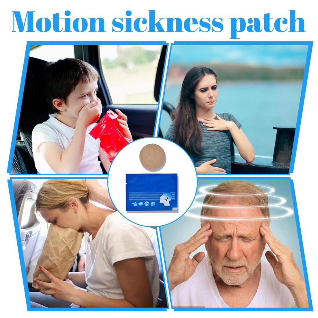 GXGM 72 pcs Patch per cinetosi, anti nausea per malattia marina, alleviare vomito, nausea, vertigini derivati da viaggi di auto, navi, aeroplani, azione rapida e nessun effetto collaterale