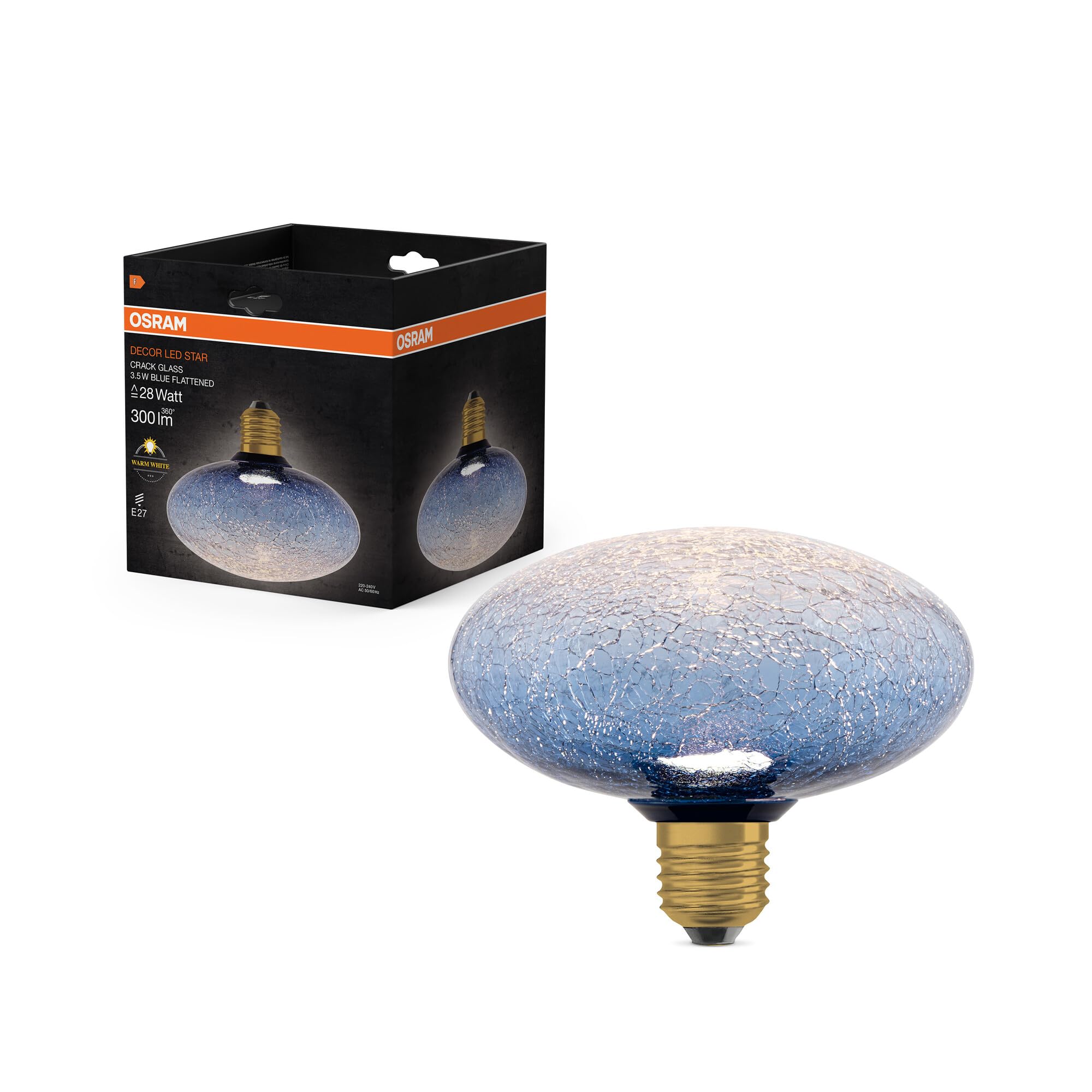 OSRAM DECOR LED LAMP IN CRACKED GLASS IN CRACKED GLASS FLATTENED BLUE