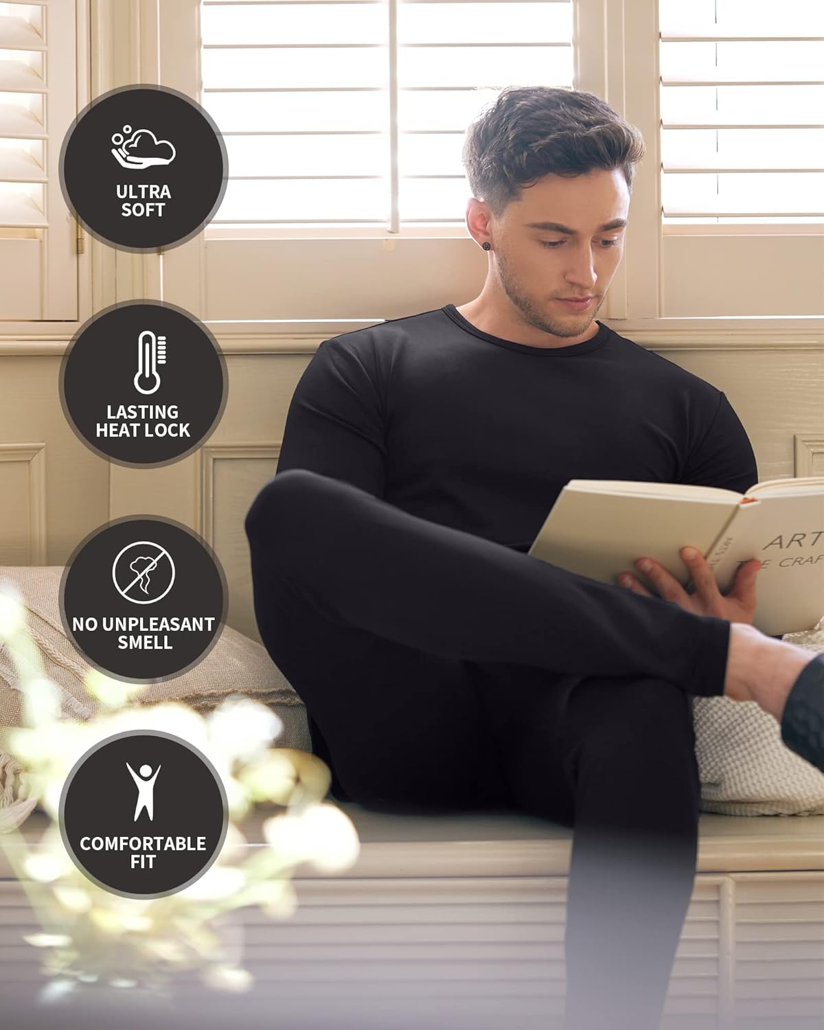 Vista 5 de WEERTI Ropa interior térmica para hombre capa base de tela polar con forro polar