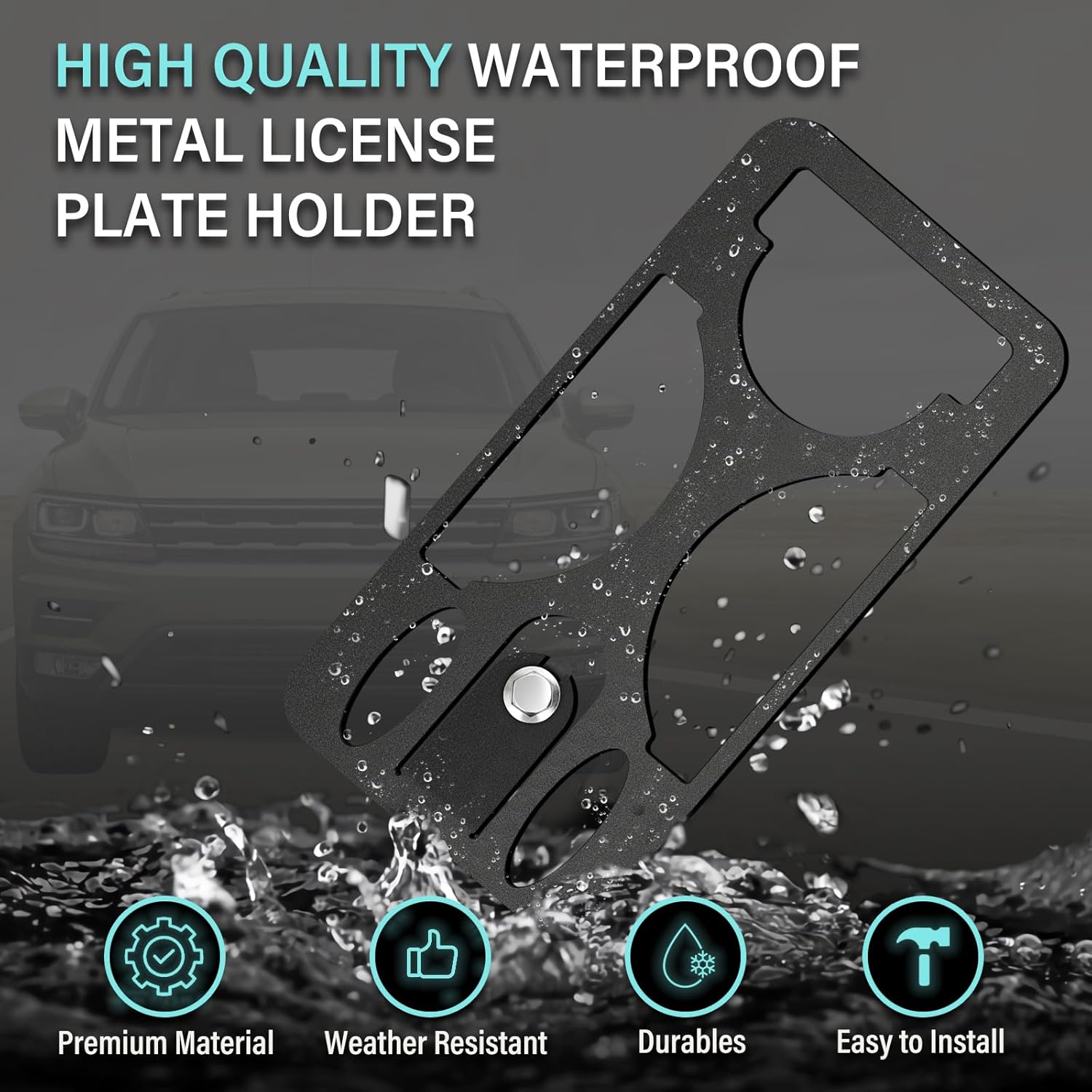 No Drill Front Bumper License Plate Mount Compatible with Volkswagen Tiguan 2018-2023 /Audi A3/S3 2022-2025 Front Tow Hook License Plate Holder Car License Plate Frames Accessories Kit