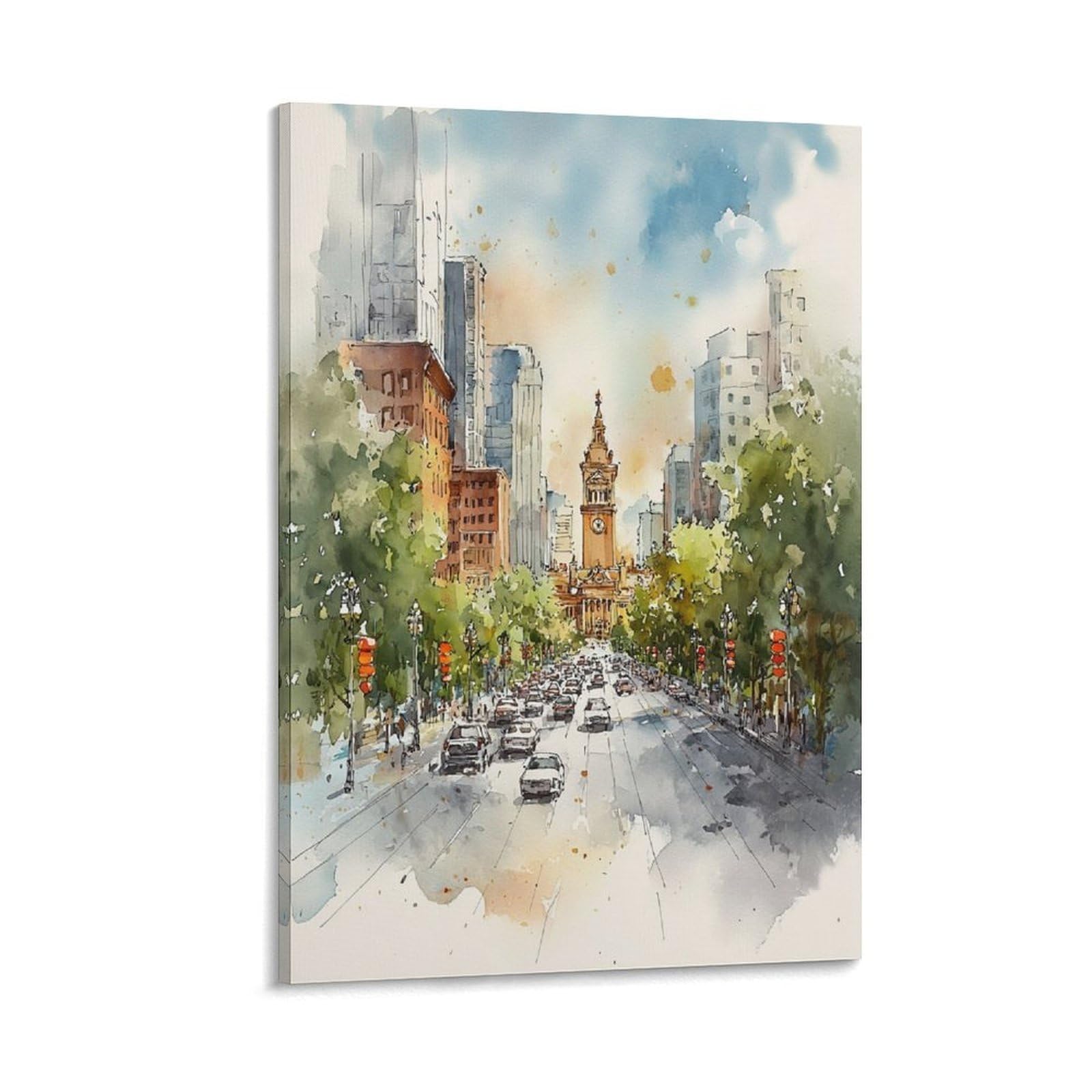 XWYMXZ Denver Watercolor Painting Colorado Rocky Mountains Retro Posters 20x30inch(50x75cm) Vintage Watercolor Canvas Art