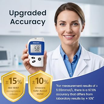 Safe Accu2 Blood Sugar Monitor/Test Kit with 100 Test Strips & 100 Lans