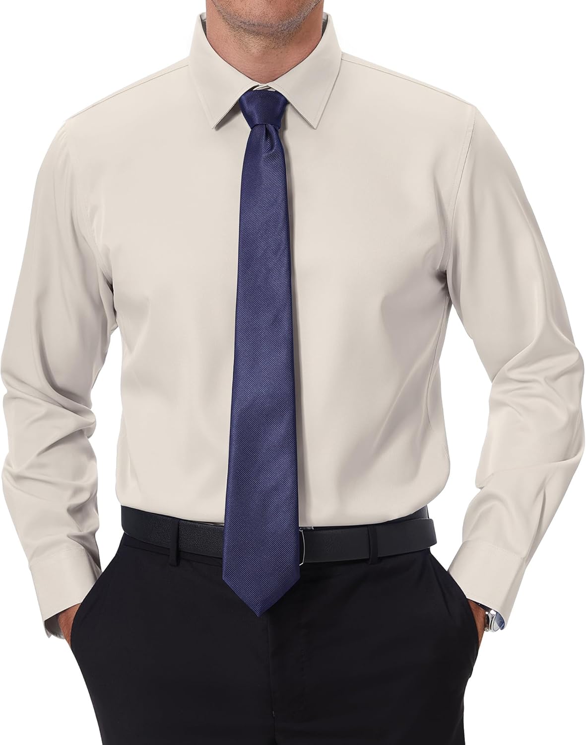 DEMEANOR Stain Sheild Dress Shirts for Men Dress Shirts Slim Fit Button Down Long Sleeve Dress Shirts Formal Business Tan - Image 6