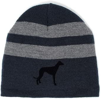 Custom Striped Beanie Hat - Navy, Acrylic Fleece, Personalized Embroidery Text, Unisex - View #12