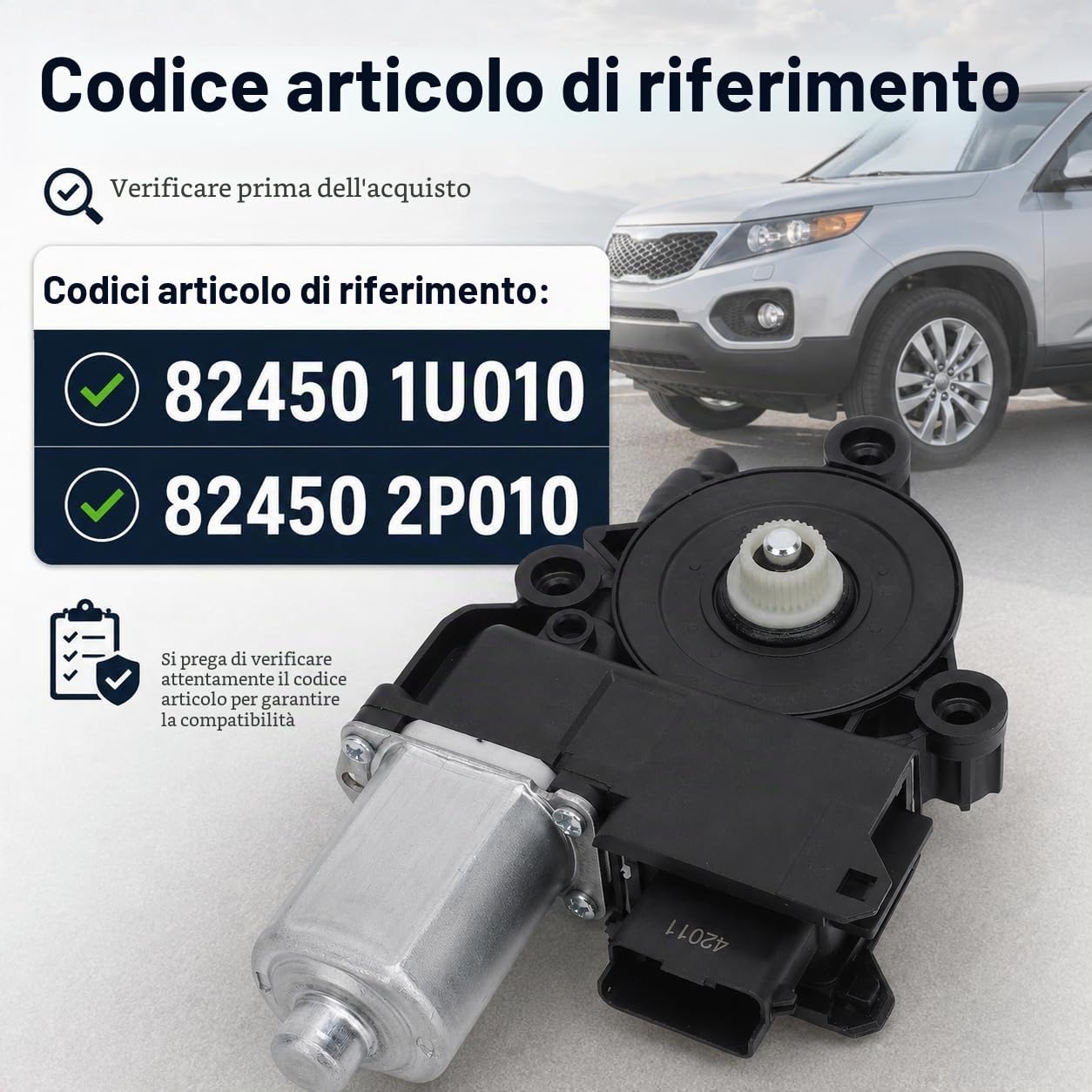 Motore per Alzacristallo Elettrico, 82450 2P010 Motore per Finestrino per Portiera Auto, Motore di Sollevamento per Finestrino Anteriore Universale Lato Guida Ad Alte Prestazioni