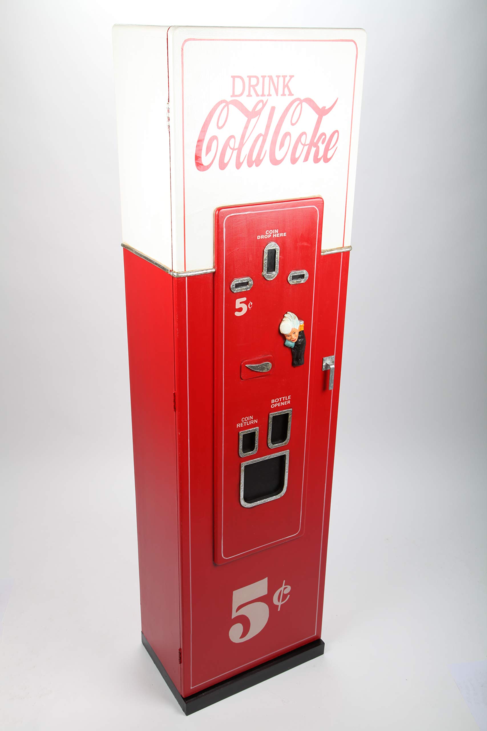Design-Schrank Getränke-Automat, Regal aus Holz, Lifestyle-Möbel im Retrolook, rot/weiß, 150cm