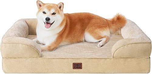 Miniatura 219 de EHEYCIGA – Cama ortopédica mediana impermeable para perros medianos, de espuma viscoelástica tipo caja de huevos, con bordes elevados y base