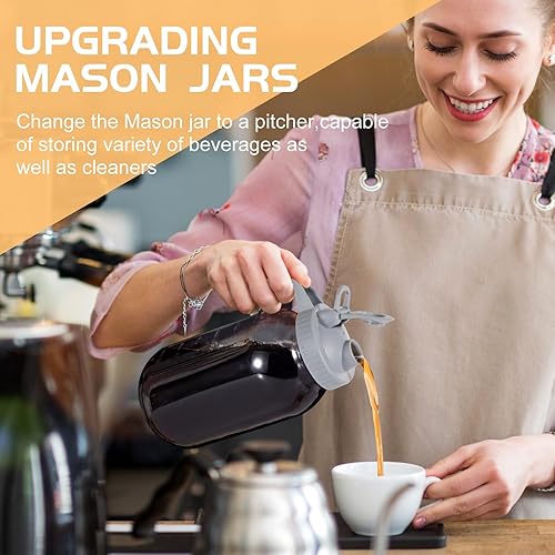 Miniatura 4 de Mason Jar Tapa abatible con asa, sello hermético y a prueba de fugas, boca ancha, paquete de 5