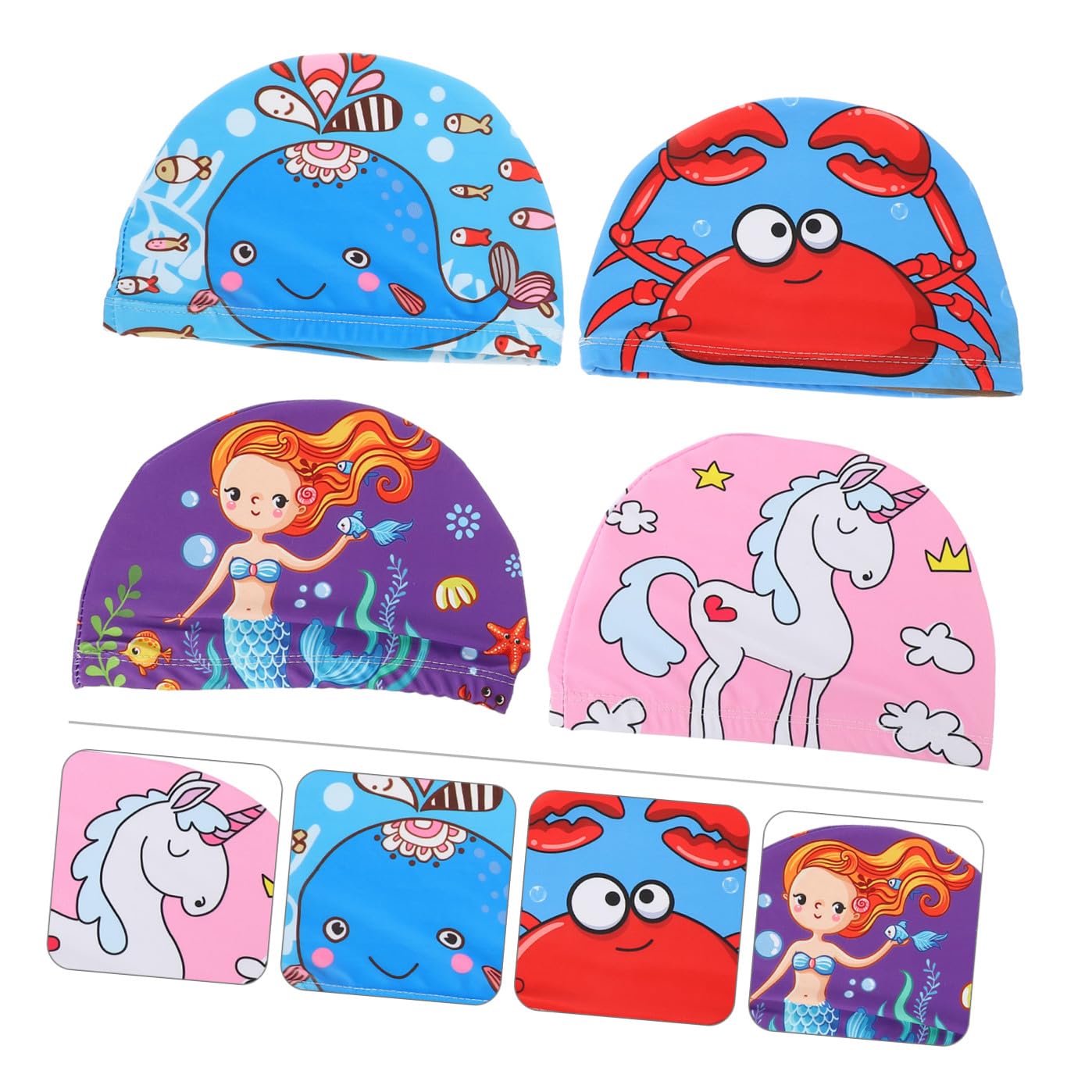 VANZACK 20pièces Bonnet De Bain pour Bonnets Crabe Licorne Sirène Baleine Élastique Et Flexible pour Natation Spa Et Baignade