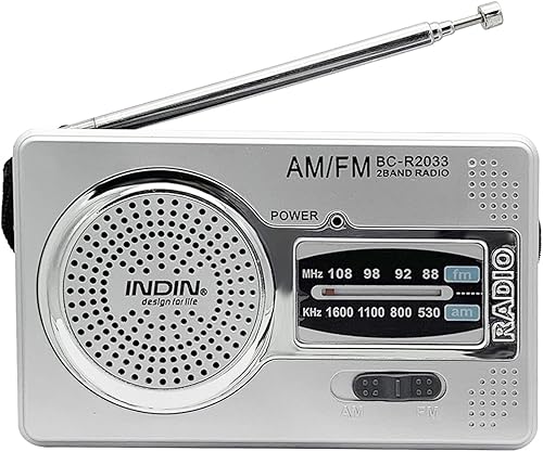 ERYUE BC-R2033 Mini AM FM Radio Receptor de radio de 2 bandas, radio de bolsillo portátil Altavoz incorporado con conector para auriculares Antena