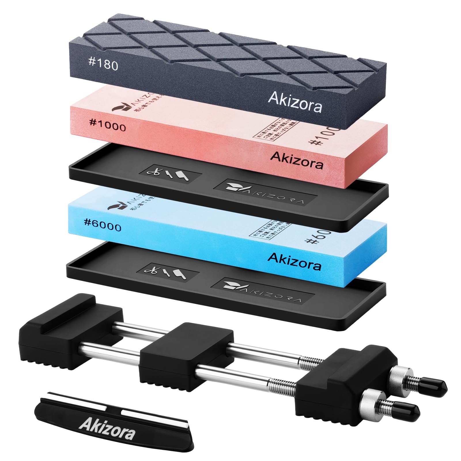 Akizora Whetstone Set 3 Grit 180/1000/6000 No Soak Knife Sharpening Stone