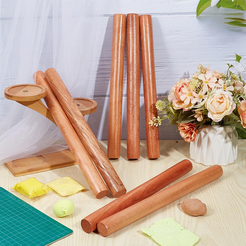 OLYCRAFT 10 Stück Holz Nudelhölzer 30cm Ton Nudelhölzer 27.5mm Durchmesser Klassische Holz Nudelhölzer Rollen Mit Natürlicher Holzstruktur Holz Ton Roller Für Ton Modellier Töpferwerkzeuge