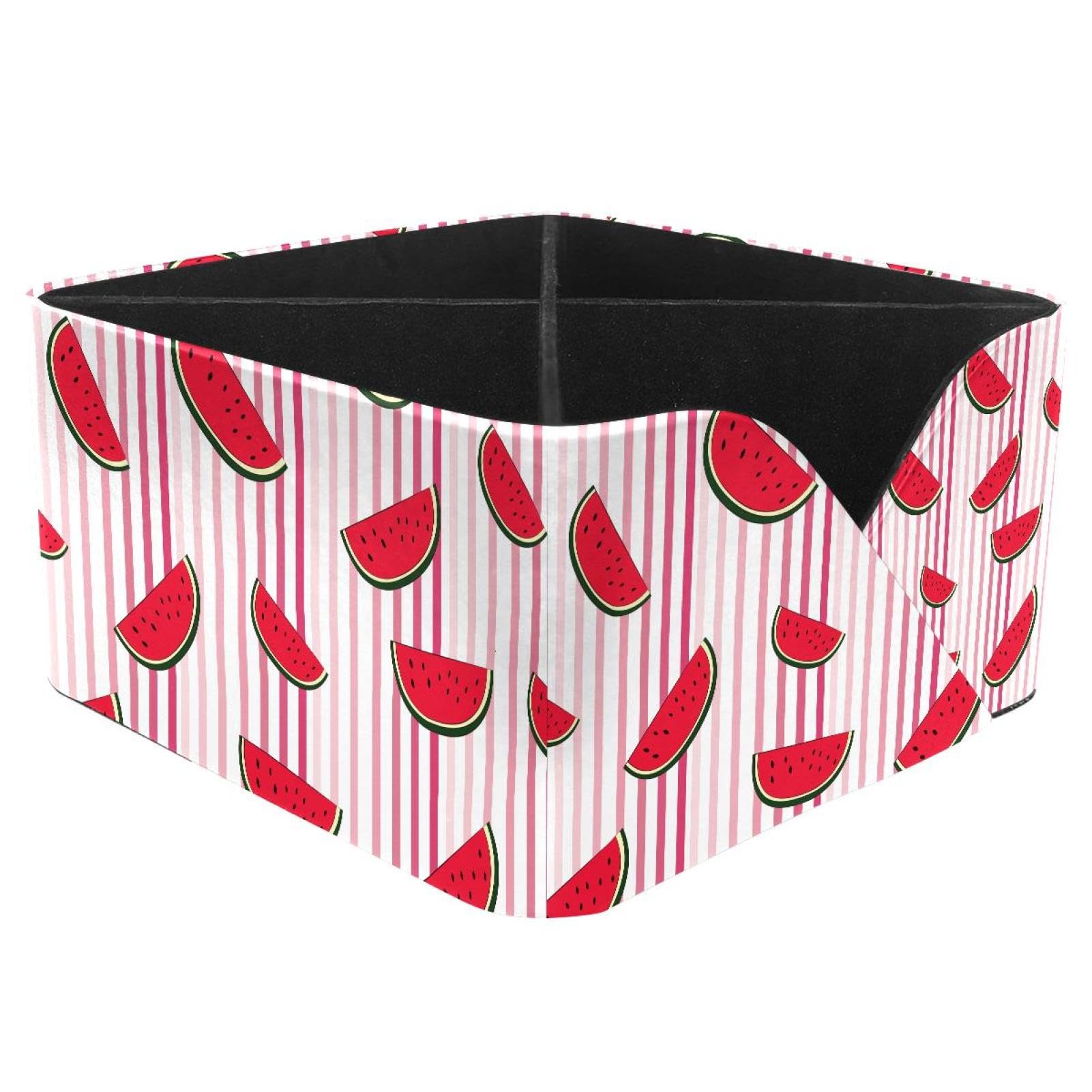 KengjuTesu Red Fruit Watermelon Stripes Pattern Desktop Organizer Pen Holder, Rectangular Pencil Cup for Office, Study and Makeup Stations