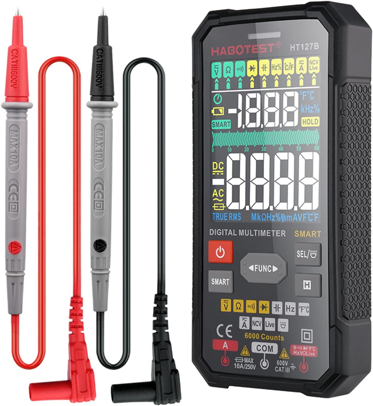 Multimeters, HT127B Smart Digital Multimeter 3.1inch L VA Display 6000