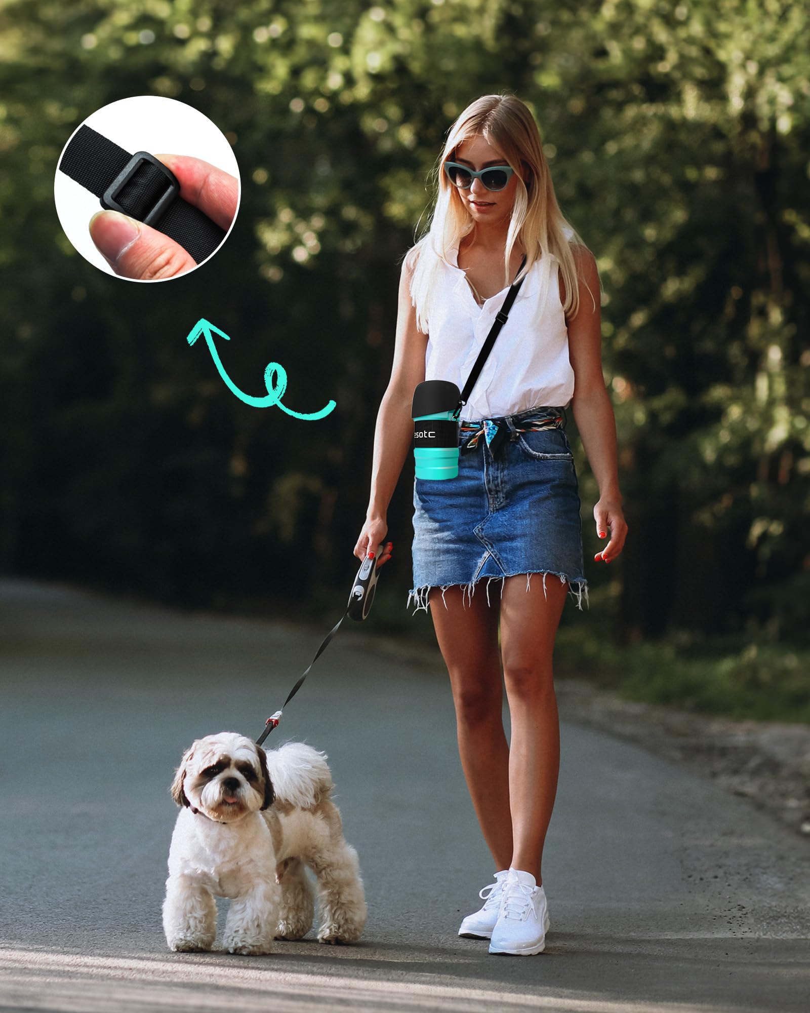 lesotc 800ml Borraccia per Cani Portatile, Borraccia Cane Portatile, con Ciotola per l'Acqua Pieghevole, in Silicone, Adatto per Attività All'Aperto, Viaggi, Passeggiate, Campeggio（Azzurro Chiaro）