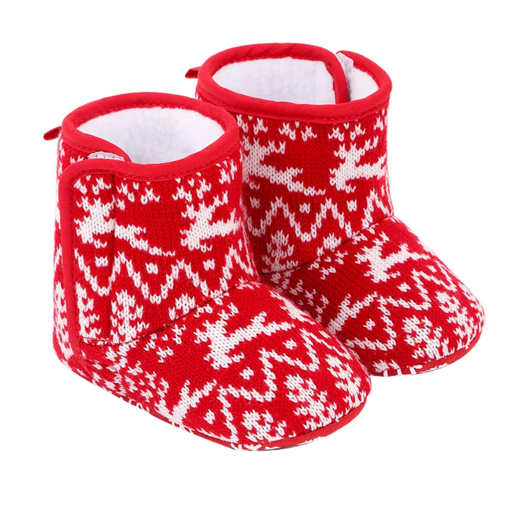 Vaguelly Festival Warm Toddler Shoes Infant Shoes Soft Bottom Santa Claus Boots Toddler Shoes