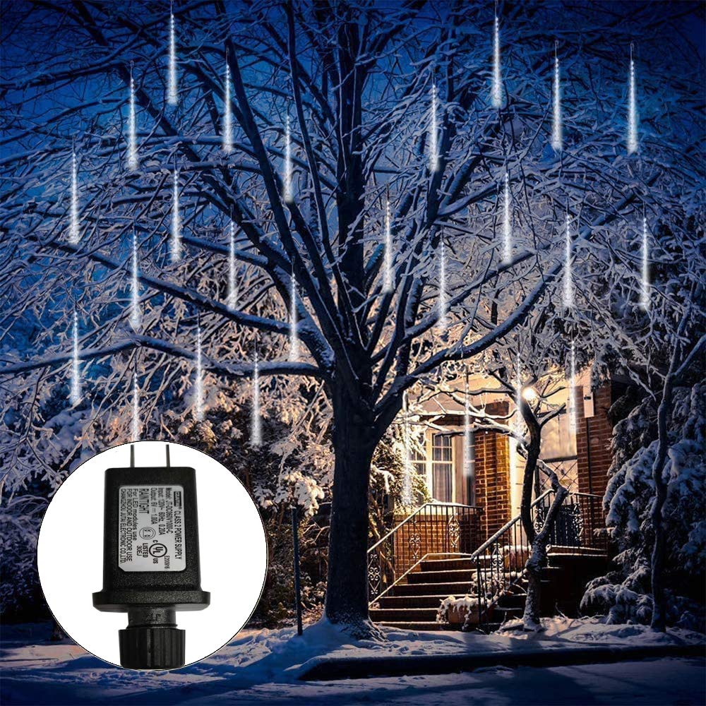 Meteor Shower Rain Lights LED Christmas Light 240 LEDs 11.8 inch 10 Tubes Waterproof Drop Icicle Snow Falling Raindrop Cascading Lights for Party Wedding Garden Christmas Tree Decoration（UL Plug)