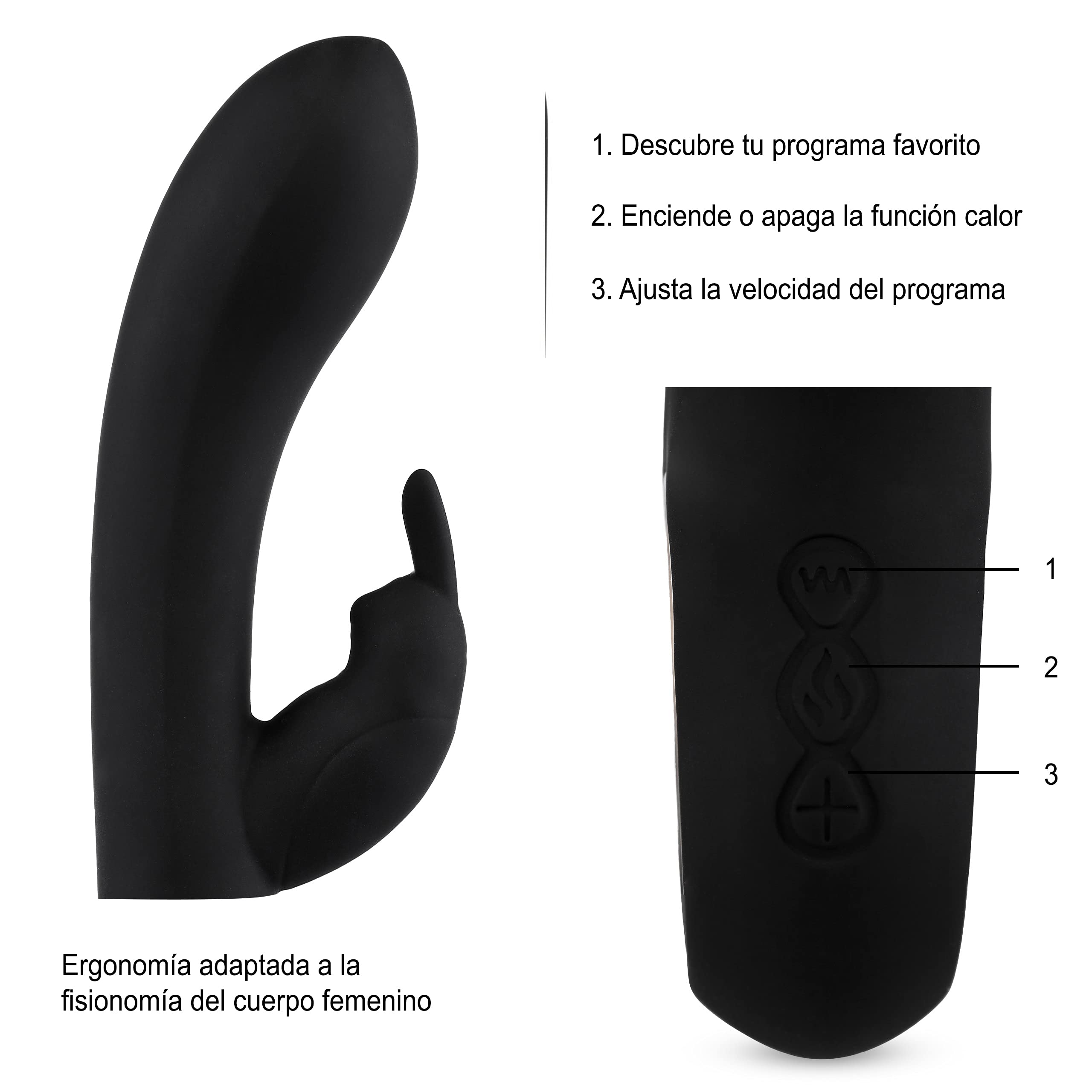 HUGBOX BUNNY Vibrador Conejito 50 programas, Estimulador Punto G, Juguete Sexual Mujer, Juguete Erótico, Sex Toy, Consolador, Función Calor. Silencioso, Suave y Potente