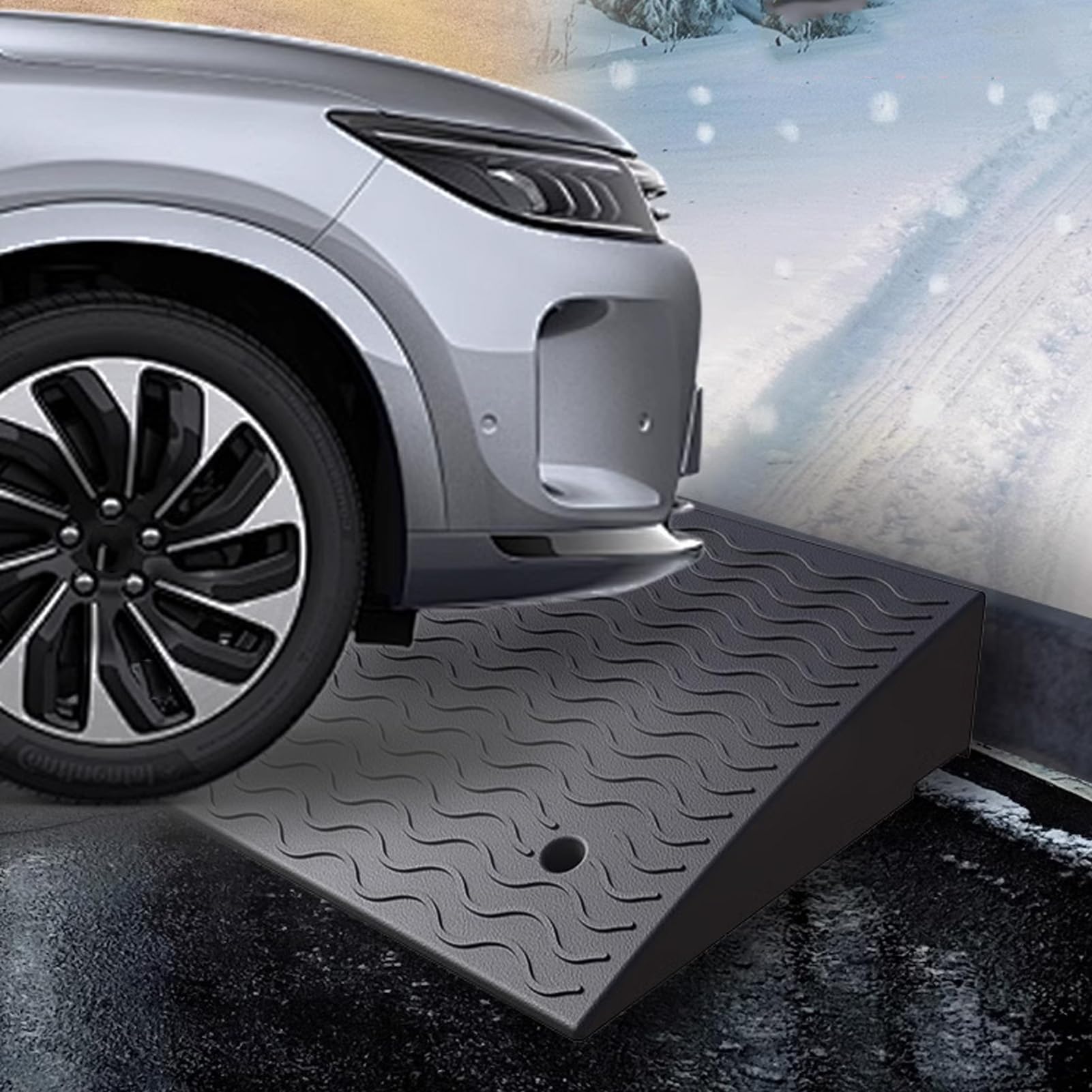 Non-Slip Rubber Curb Ramp, Threshold Ramp for/Trolley/Scooter/Car (Black 50x50x15cm)