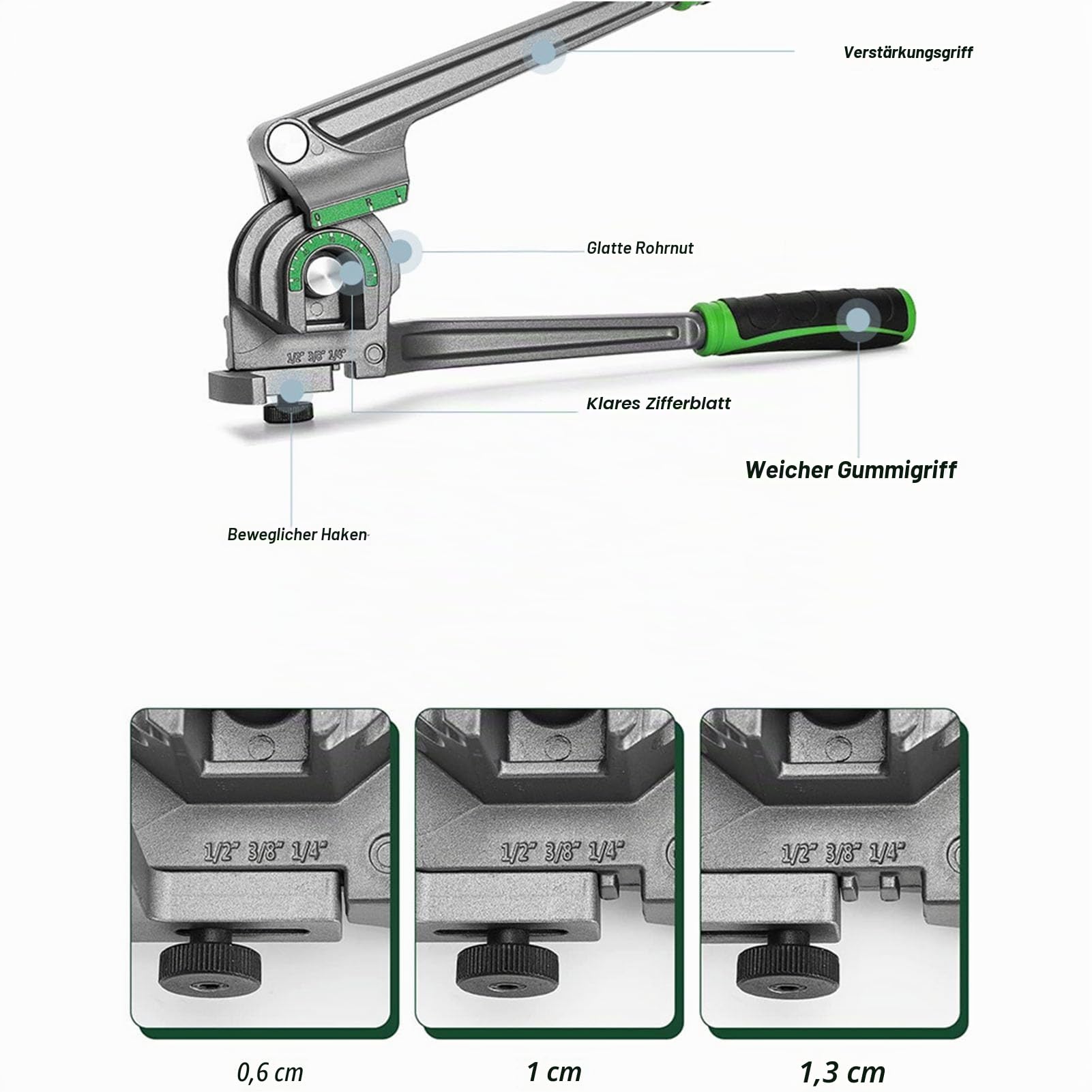 Rohrbieger, 180 Grad 1/4 3/8 1/2 Zoll Außendurchmesser Kupfer-Aluminium-Rohrbieger, Rohrbieger aus Aluminiumlegierung für die Reparatur von HVAC-Kühlgeräten