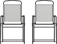 Vista 3 de EMMA + OLIVER Munroe Folding Patio Sling Chairs - Gray - All-Weather Textilene Seat and Back - Integrated Armrests - Set of 2