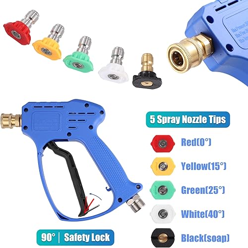 Miniatura 5 de X AUTOHAUX Kit de pistola corta para lavadora de alta presión de 5000 PSI, herramienta de limpieza eléctrica, conector rápido de 38 pulgadas con 5
