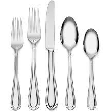 Lenox Silverware Set, Ashbridge 80-Piece Flatware Set, Service For 12, Rust Resistant 18/10 Stainless Steel, Dishwasher Safe, Knives Spoons And Forks Sets, Home And Kitchen Utensils Silver, 80 Piece