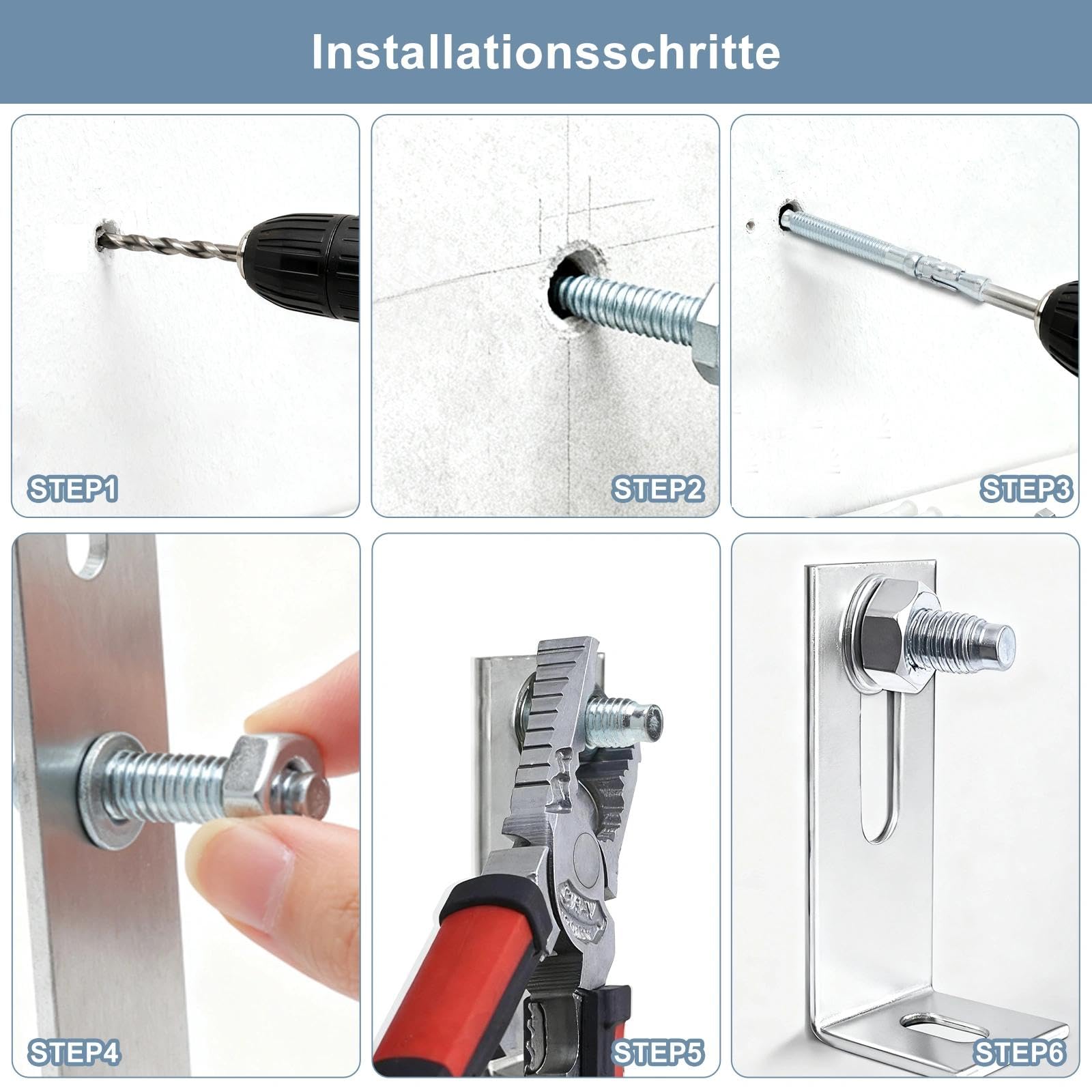 VOSSOT 12 Pezzi Tasselli per Carichi Pesanti M8 X 80 mm, Ancoraggi Zincati, Ancoraggi per Calcestruzzo, Tasselli per Cemento Armato, Bulloni di Ancoraggio, con Dado E Rondella