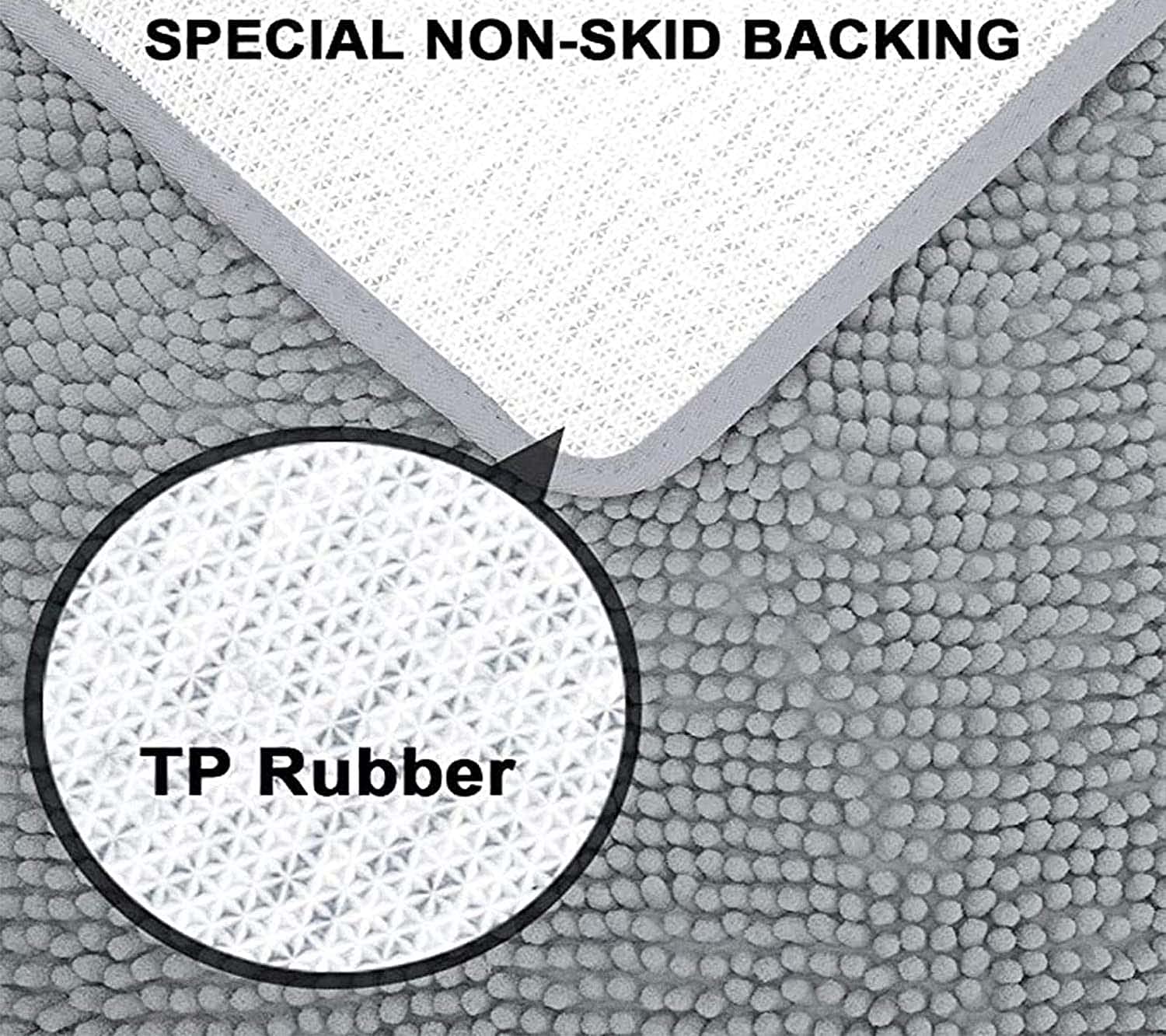 Tapis de bain extra large antidérapant en microfibre – Tapis de douche doux et lavable pour salle de bain, chambre à coucher et entrée – Tapis de bain moelleux pour un confort ultime