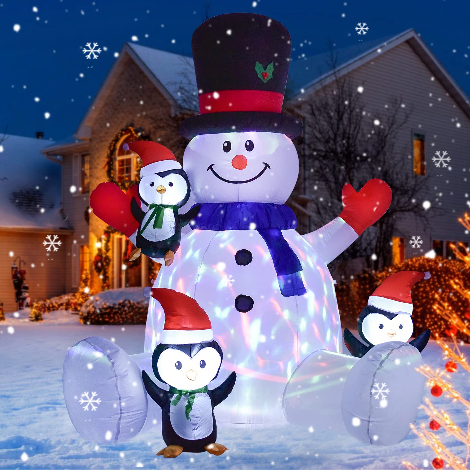 Bonhomme de neige gonflable lumineux pour décorer la cour à Noël