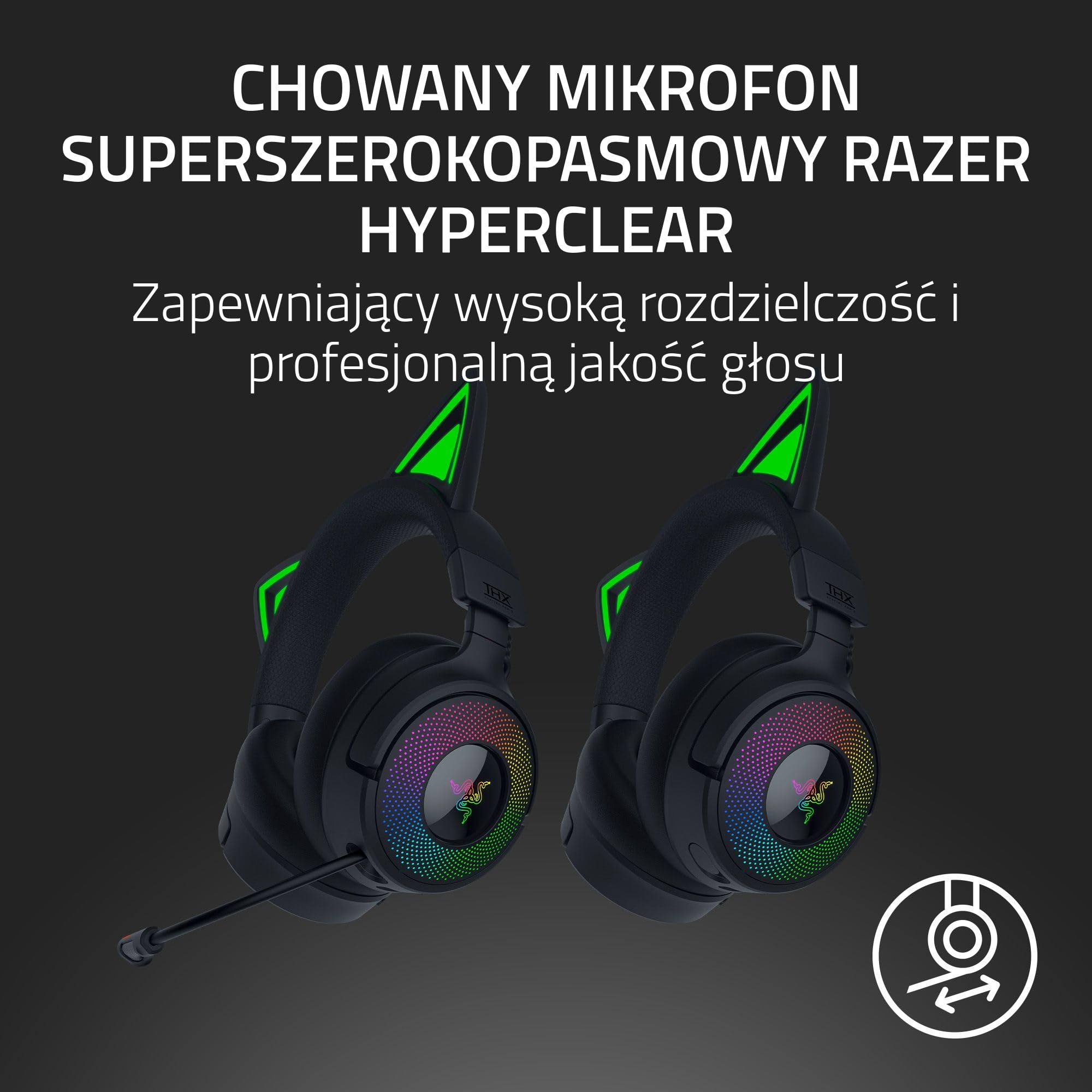 Razer Kraken Kitty V3 Pro – bezprzewodowy zestaw słuchawkowy RGB Kitty do gier – reaktywne uszy kota do streamowania – Triforce 40 mm Przetwornik – Hyperspeed Wireless i Bluetooth | Czarny