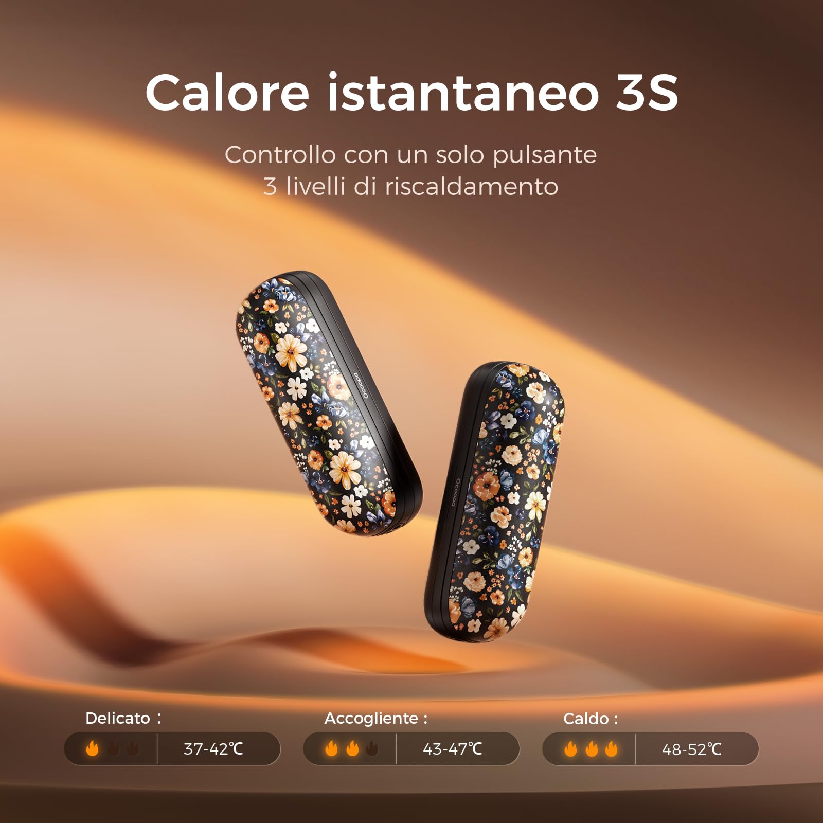 OCOOPA Scaldamani Ricaricabili 2 in 1, Scaldamani Elettrico Magnetico 5200mAh, Scaldamani Tascabili, 3 Livelli di Riscaldamento Fino a 52 ℃, Regali da Campeggio per la Pesca per Uomo, UT2s Mini