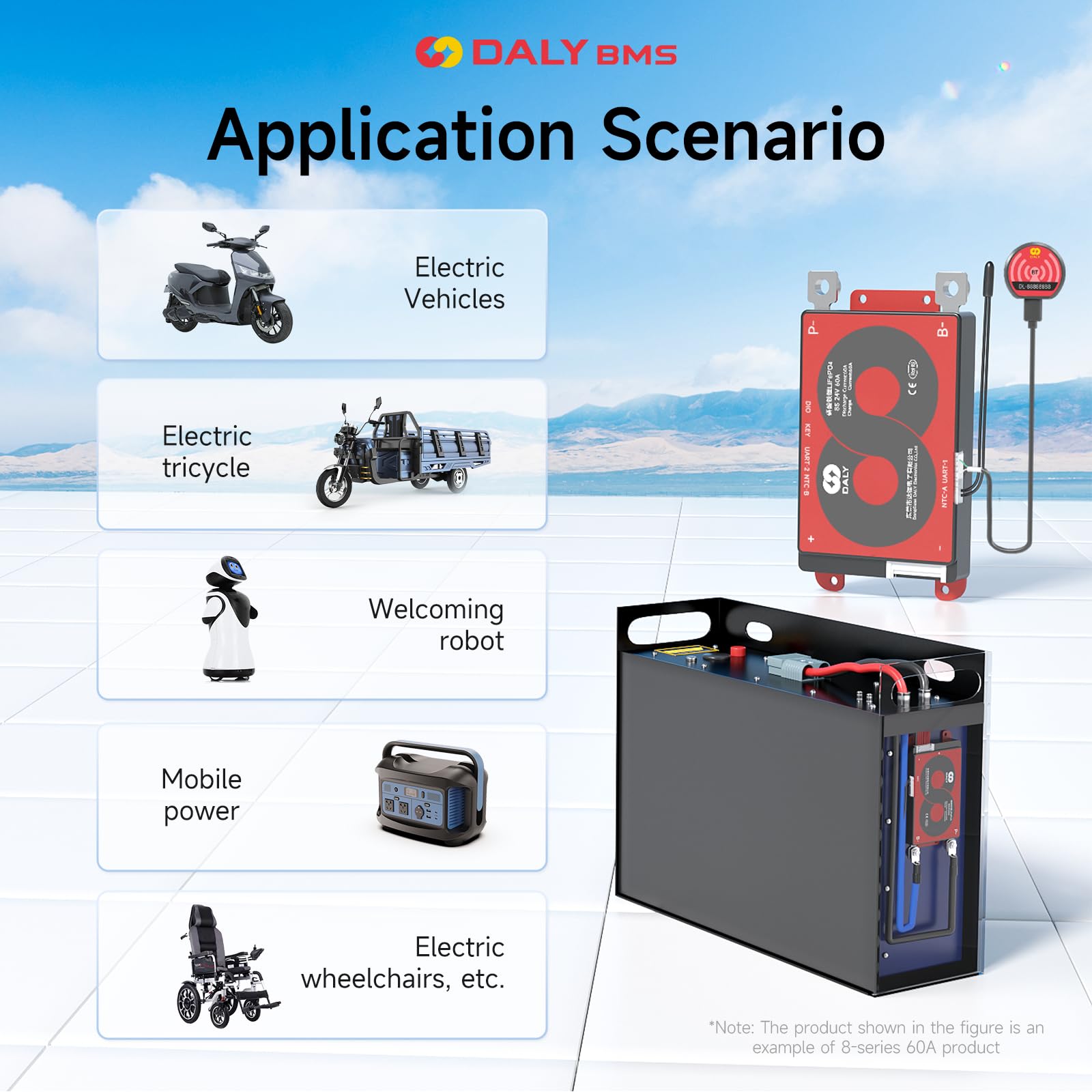 DALY Smart BMS 4S-24S 12V-72V 40A-500A mit Bluetooth-Modul, Batterieschutzplatine für LiFePO4-Akkupack (LifePO4 4S 12V 60A+BT-Modul)