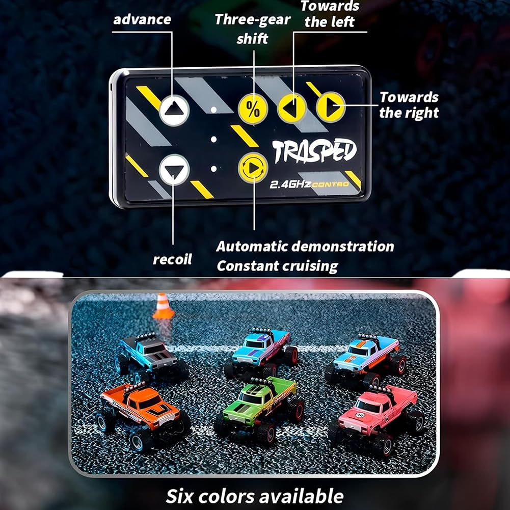 Mini RC Truck, Truck, Truck télécommandé 2,4 G, échelle 1:64 Truck, Voiture télécommandée avec lumières, Mini Camion Jouets pour Enfants