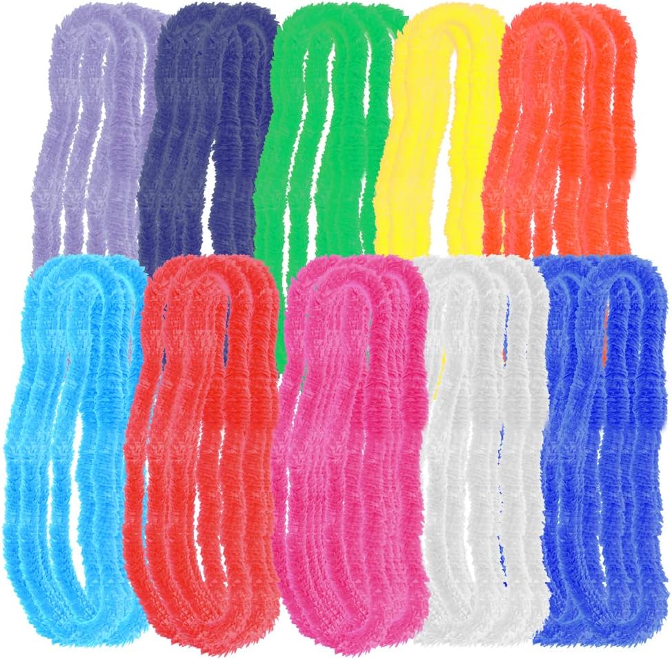60 Pieces Plastic Hawaiian Leis Plastic Lei Assortment 10 Colors Vibrant Flower Lei Necklaces Tropical Hawaiian Decorations Colorful Assortment for Hawaiian Themed Party Supplies