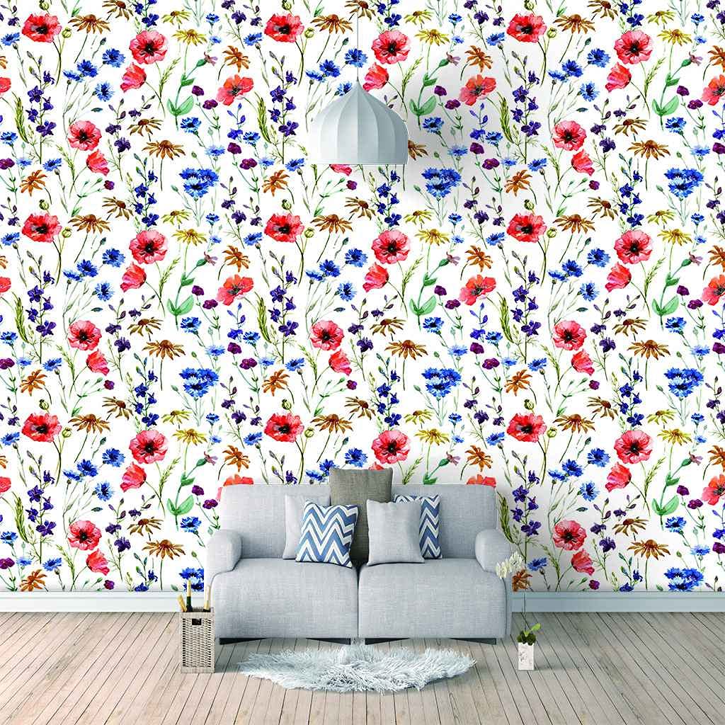 Papier peint auto-adhésif canevas haut de gamme à grand motif floral 3D artistique