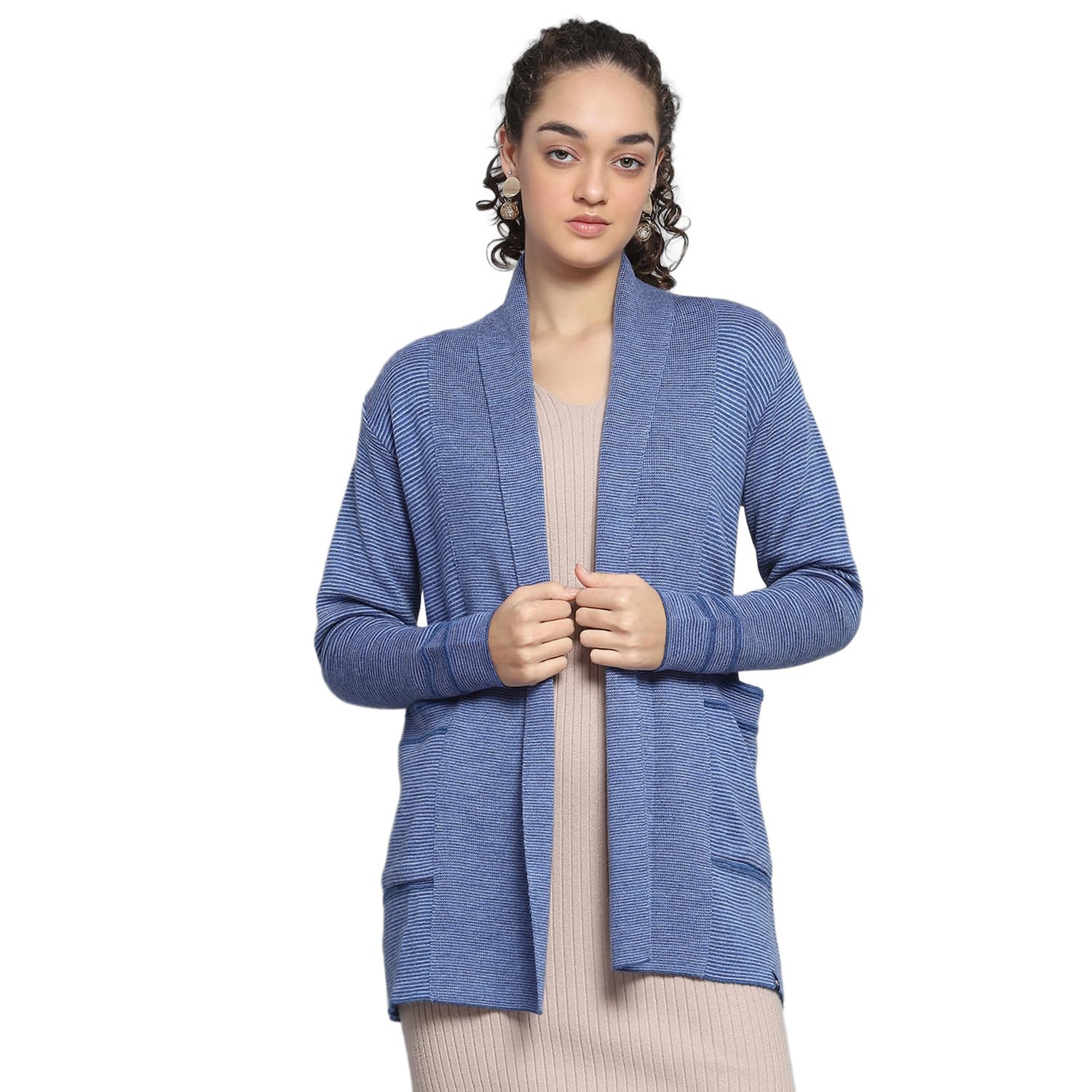 Womens Self Design Front Open Full Sleeve Cardigan-image-0