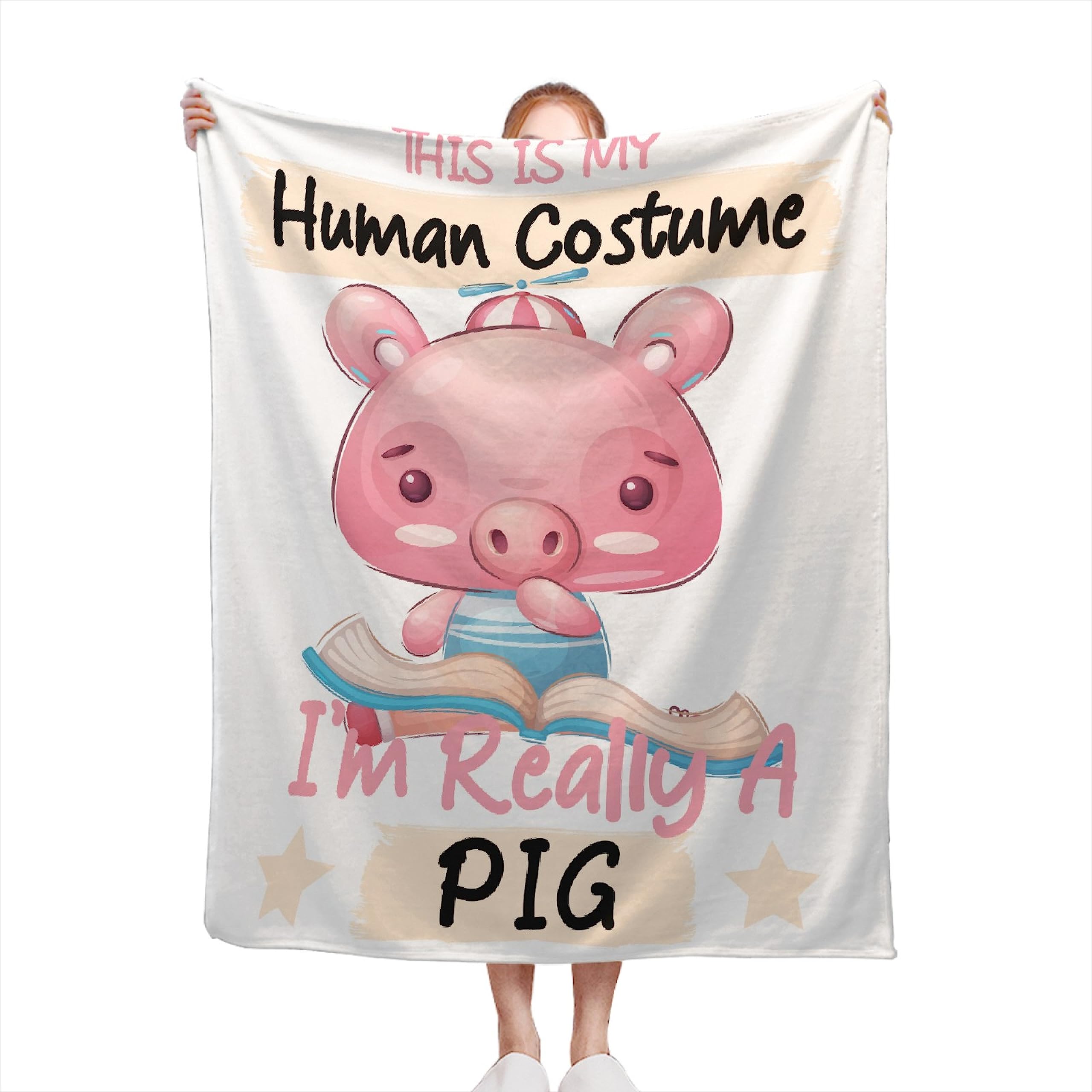 Pig Blanket 30"x40" for Baby/Pets Lightweight Plush Cozy Fuzzy Super Soft Warm Flannel Throw Blankets for Couch Sofa Chair Bedroom Gifts for Women Adult Swaddle Friend Birthday