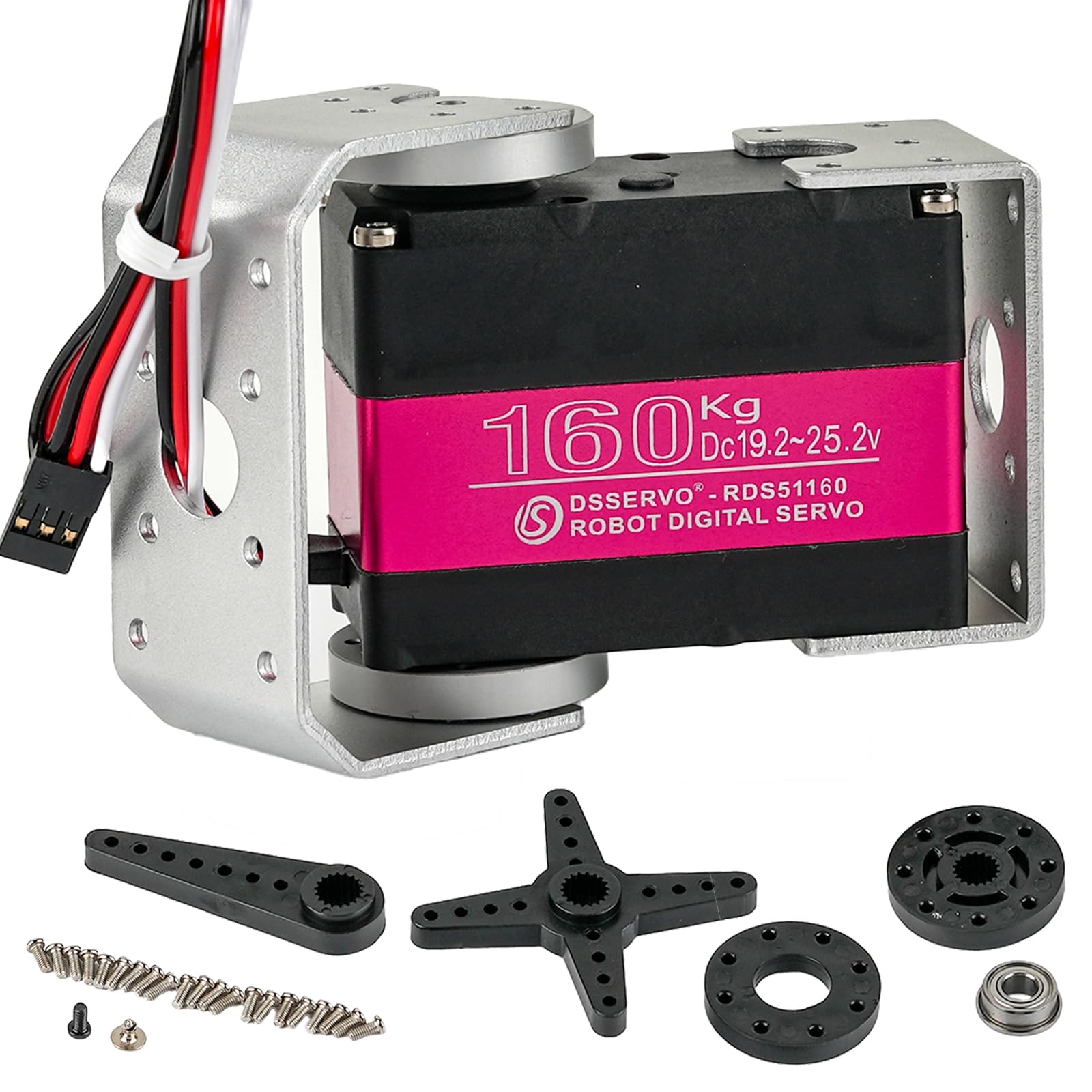 Wishiot RD51160 160KG High Torque Digital Servo Motor Dual-Shaft CNC Aluminum Robot Arm Servo for Robotics RC Vehicles DIY Projects(160kg 270°)