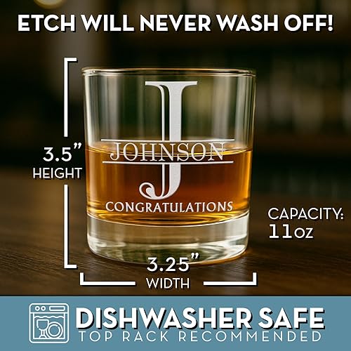 Miniatura 2 de Monograma grabado personalizado de 1025 onzas vaso de rocas de whisky regalo del día del padre Halpert