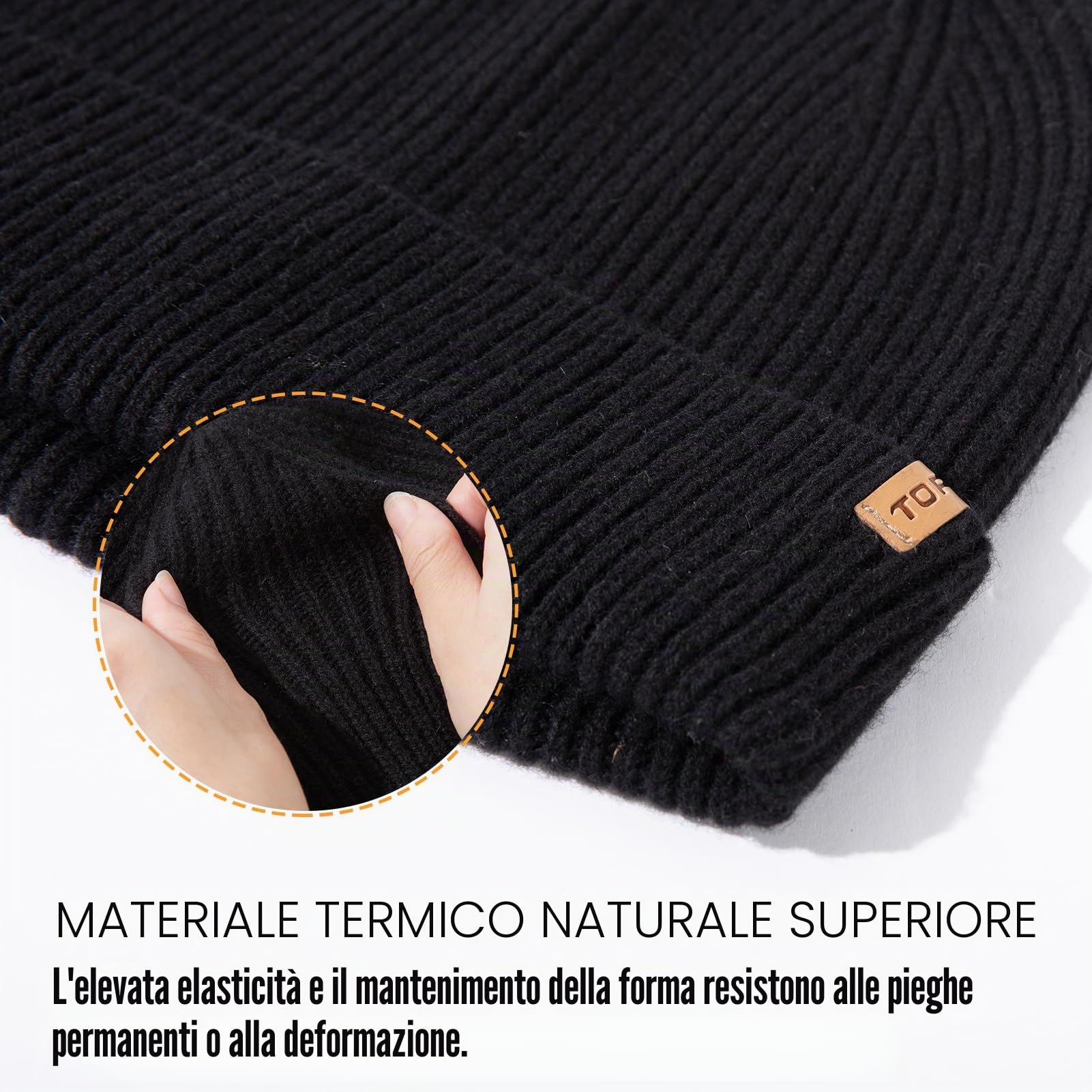 TOP-EX Oversize Cashmere Merino Wool Unisex Skull Beanie Hat Cuffed Knit Berretto invernale
