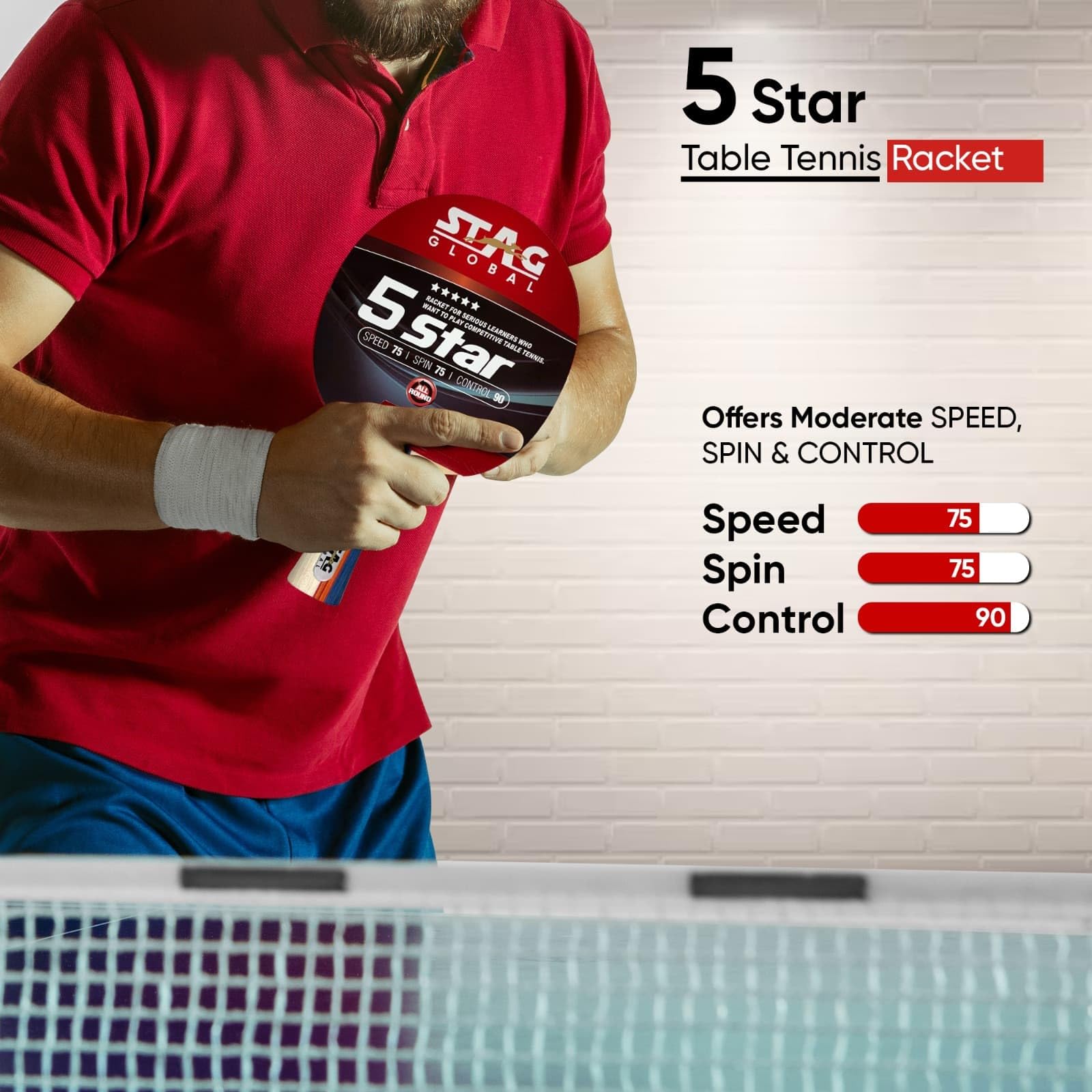 STAG GLOBAL Tischtennisschläger, professionelle und mittlere Stufe, hohe Geschwindigkeit und Spin Control, leicht