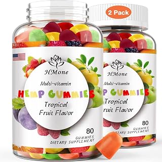 Hemp Gummies for Pain, Anxiety, Sleep, High Potency with Organic Pure Hemp Oil Extract Vegan Edible Bear Candy - Non-GMO, Vegan, Low Sugar, 2 Packs